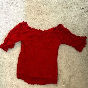 Red lace shirt